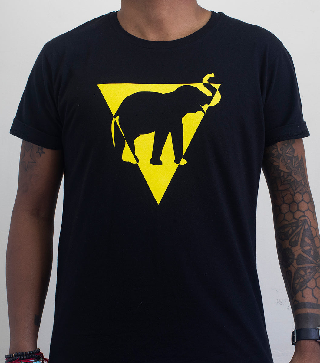 Ele Triangular Logo Black Yellow Ele Triangle Tee – Spine Clothing Co